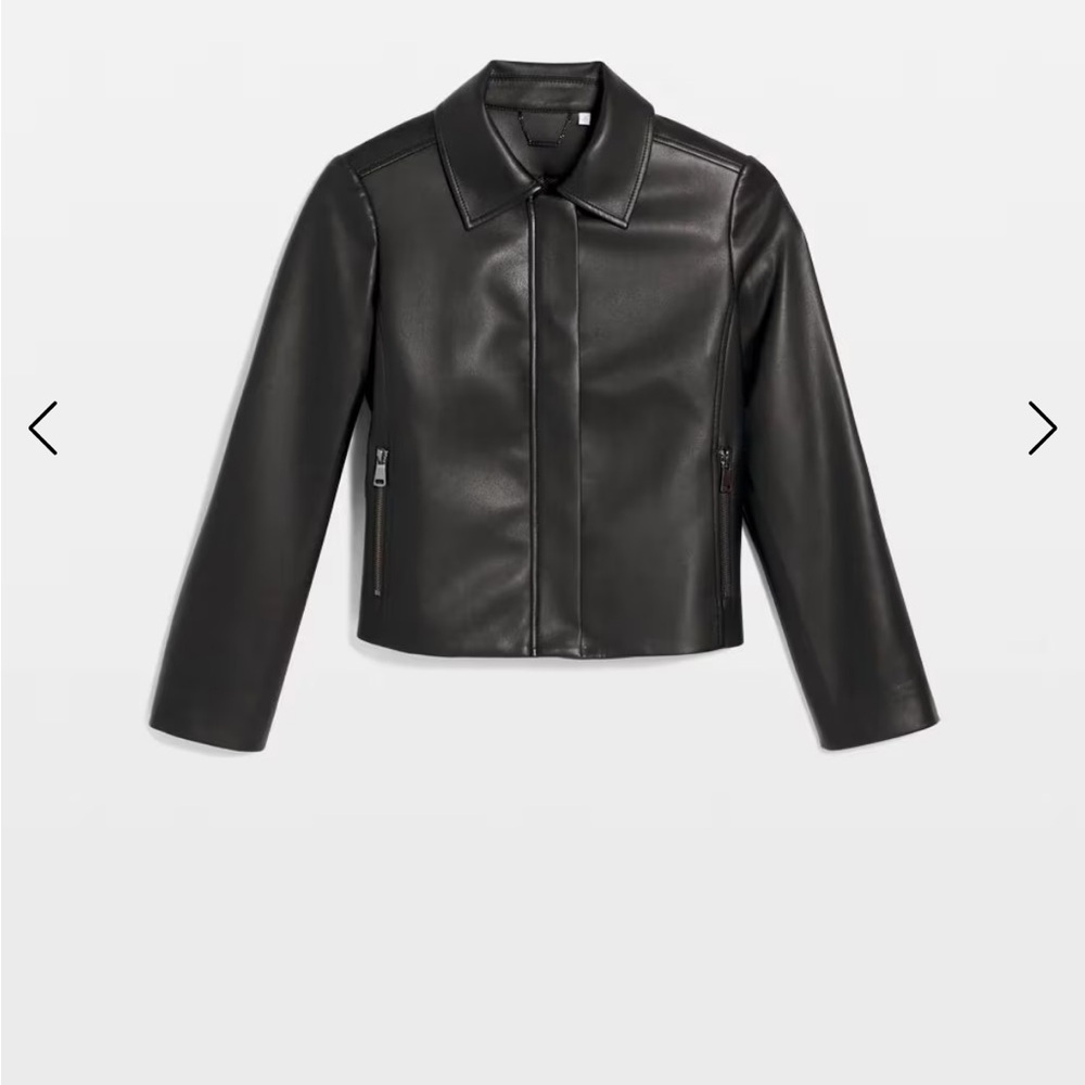 Chico's Black Leather Jacket with Zippered Pockets Size 2